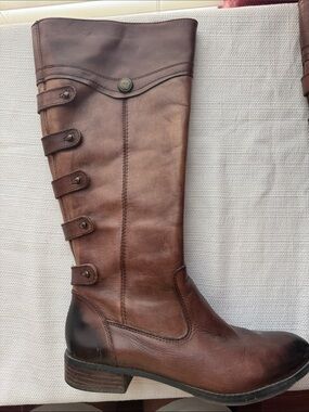 Womens Brown Leather Tall Riding Boots below knee
